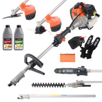 52cc Petrol Multi Function 5 in 1 Garden Tool - Brush Cutter, Grass Trimmer, Chainsaw, Hedge Trimmer + Oils