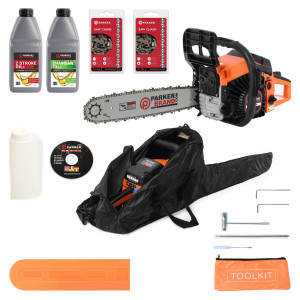 45cc 16" Petrol Chainsaw + 2 x Chains + Oils + More