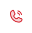 Red icons of @, envelope, and phone on a tabletop