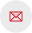Red icons of @, envelope, and phone on a tabletop